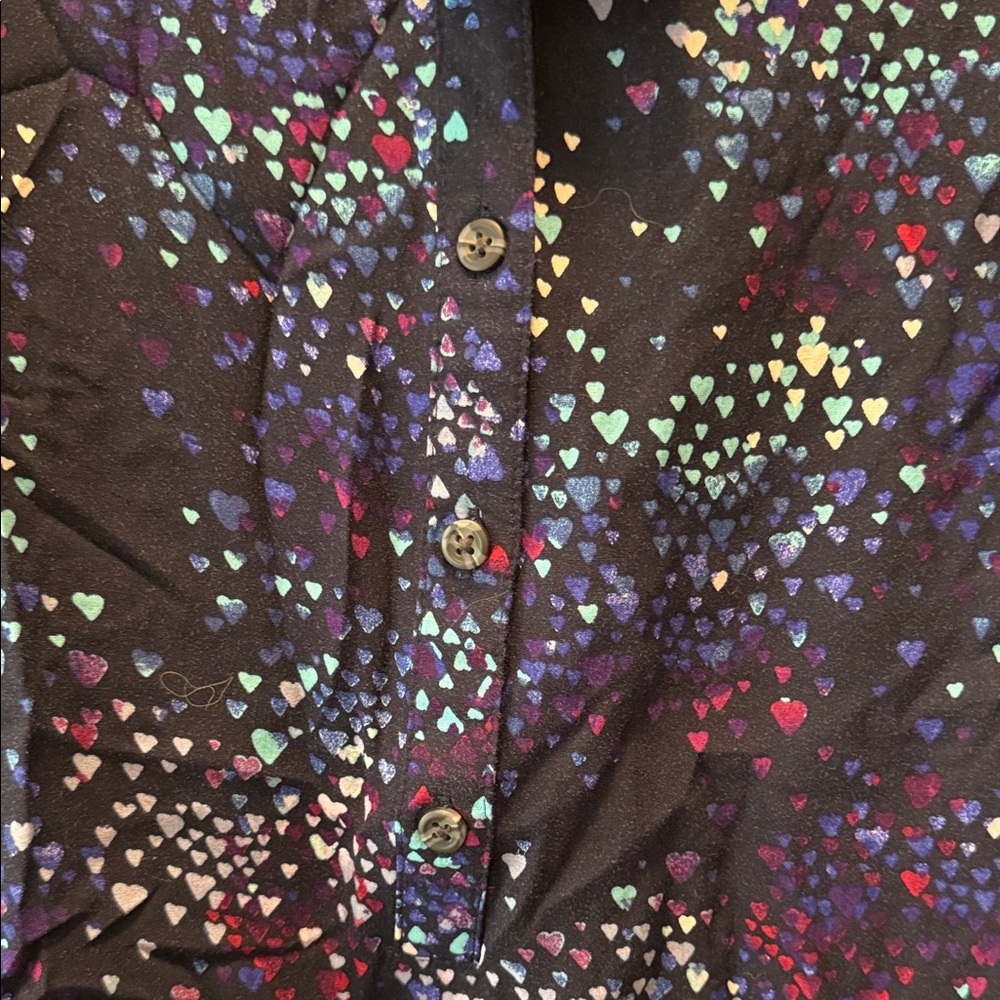 G.H. Bass & Co. Dark Blue Blouse with Colorful Dots - Picture 4 of 4